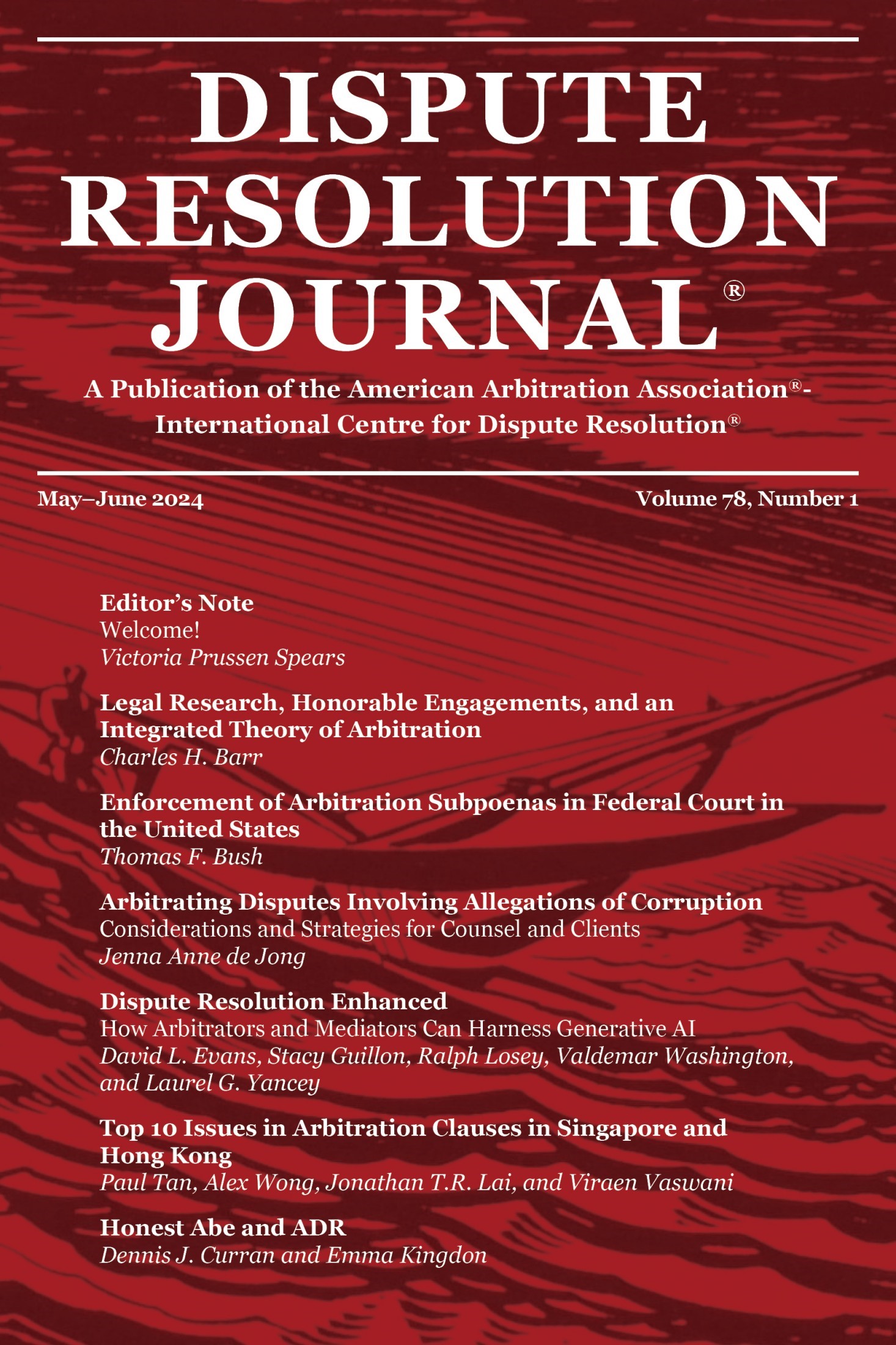 Dispute Resolution Journal -  Volume 78, No. 1 (May/June 2024) PRINT